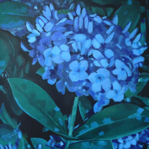 Blue Tropical Flower van PETRA MINET, Schilderij te koop op Singulart