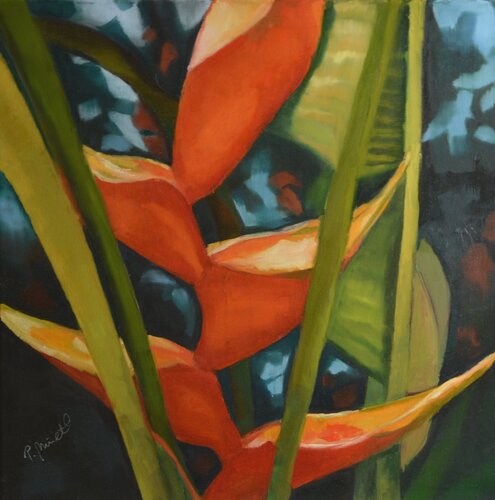 Orange Tropical Flower di PETRA MINET, Pittura in vendita su Singulart