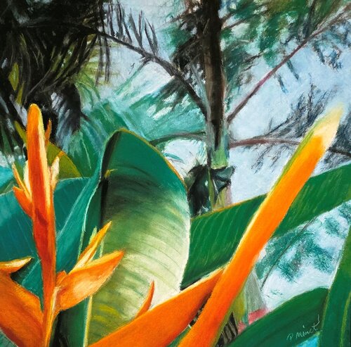 Yellow Tropical Flower van PETRA MINET, Schilderij te koop op Singulart
