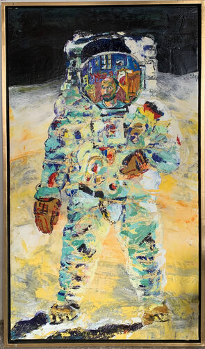 SELF PORTRAIT IN A ROOM ON THE MOON von thomas ackermann, Malerei kaufen auf Singulart