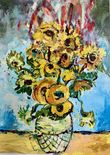 BURNING SUNFLOWERS #2 von thomas ackermann, Malerei kaufen auf Singulart