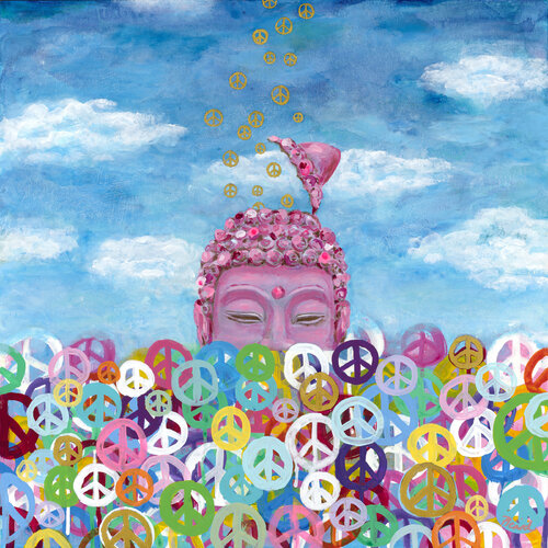Peace Out Buddha van Sonja Picard, Schilderij te koop op Singulart