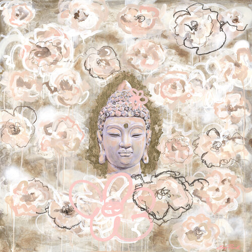 Floating Buddha in a Dream of Roses von Sonja Picard, Malerei kaufen auf Singulart