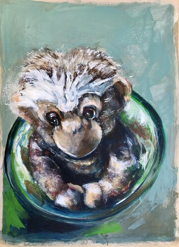 Affe No. 5 "In a tube" by Michael Rehr-Hoffmann, Painting for Sale on Singulart