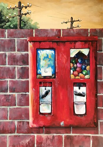 Kaugummiautomat "Funny Candy" – Gumball Machine by Michael Rehr-Hoffmann, Painting for Sale on Singulart