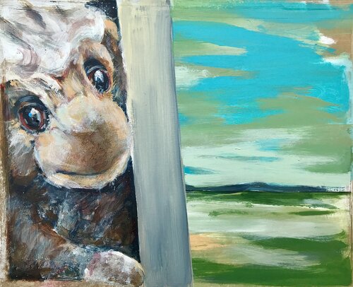 Affe No. 9 "Aussicht" – The view by Michael Rehr-Hoffmann, Painting for Sale on Singulart