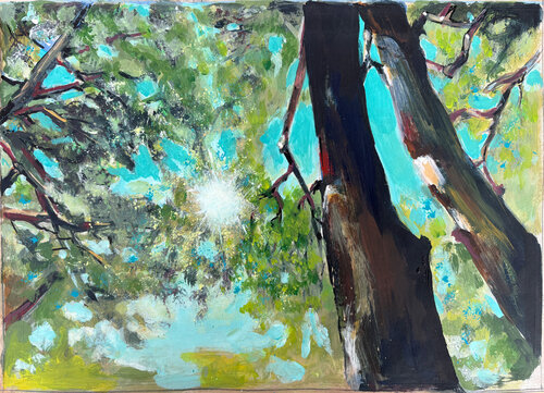 Ehrfurcht vor der Größe der Natur im Wald "Guck in den Himmel" – landscape van Michael Rehr-Hoffmann, Schilderij te koop op Singulart