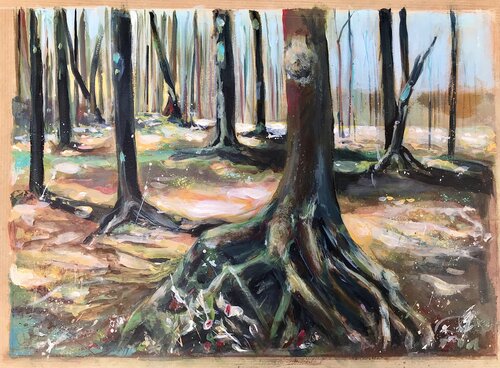 Landschaftsmalerei  "Der knorrige Zeuge des Waldes" van Michael Rehr-Hoffmann, Schilderij te koop op Singulart