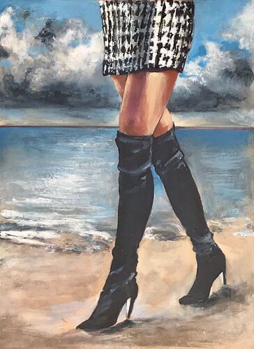 High Heels – der Strand Irrtum by Michael Rehr-Hoffmann, Painting for Sale on Singulart