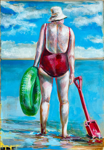 Los geht’s ans Meer: Mit Schwimmring und Sandschaufel by Michael Rehr-Hoffmann, 絵画 for Sale on Singulart