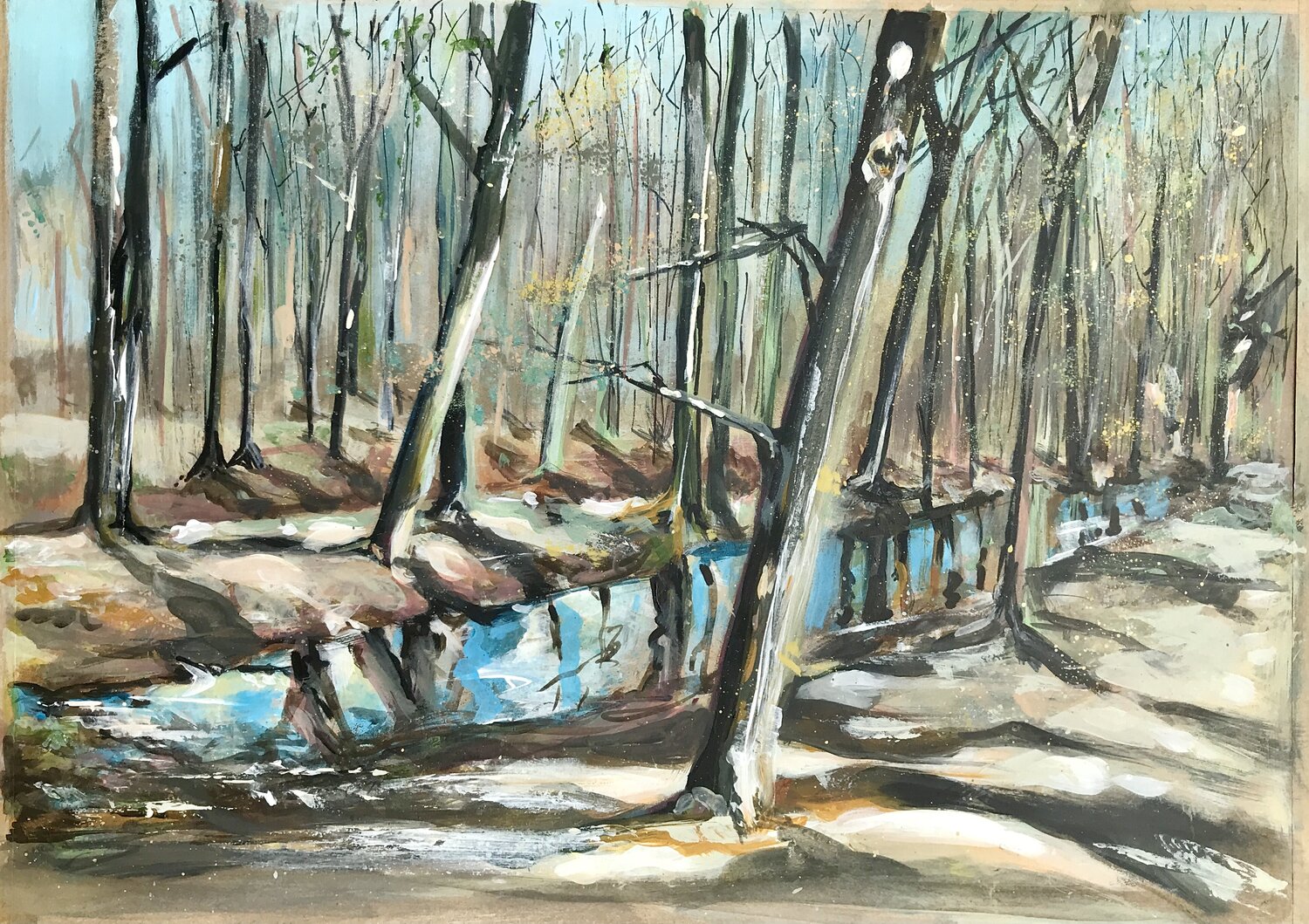 Landschaftsmalerei  "Leise am Bach der Landwehr" Michael Rehr-Hoffmann Originalgemälde zu verkaufen