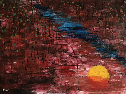 Pejzaż z rzeką (Scenery with a river) von Wojtek Gawlik, Malerei kaufen auf Singulart
