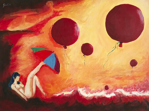 Lecą balony (Baloons are flying) von Wojtek Gawlik, Malerei kaufen auf Singulart