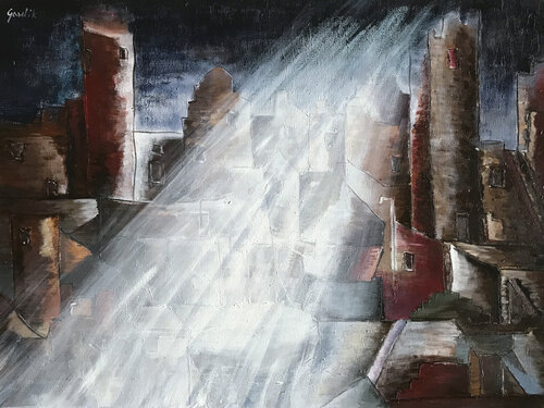 enlighted citiscape by Wojtek Gawlik, Painting for Sale on Singulart