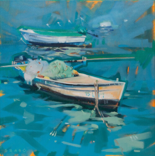 Fishing boats by Gabor Szabo, Painting for Sale on Singulart