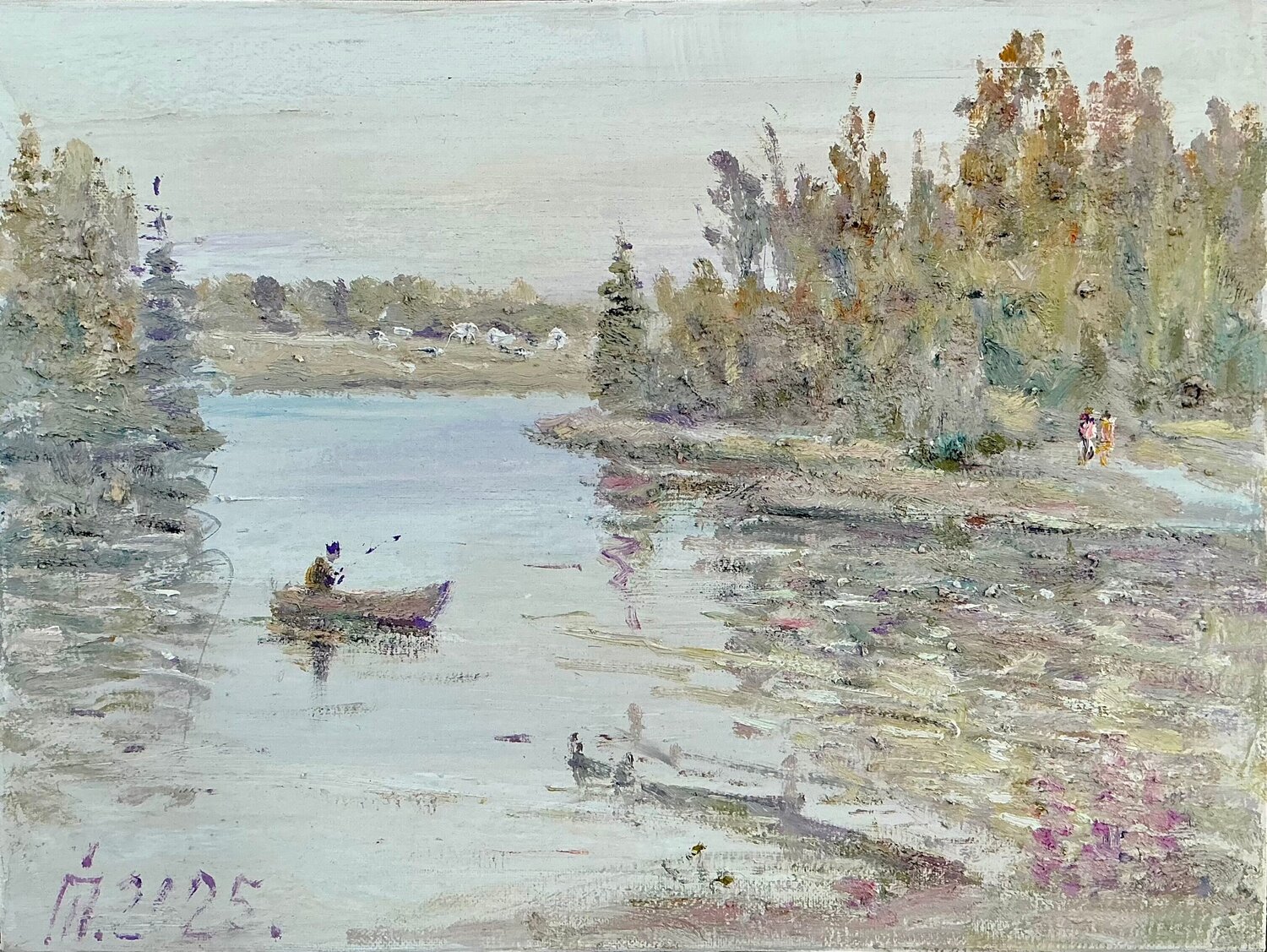 "Fishing" Ivan Pylypenko Originalgemälde zu verkaufen