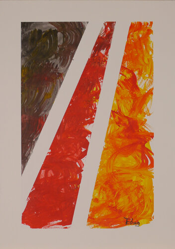 AM 0034 SchwarzRotGelb van Esberg, Schilderij te koop op Singulart