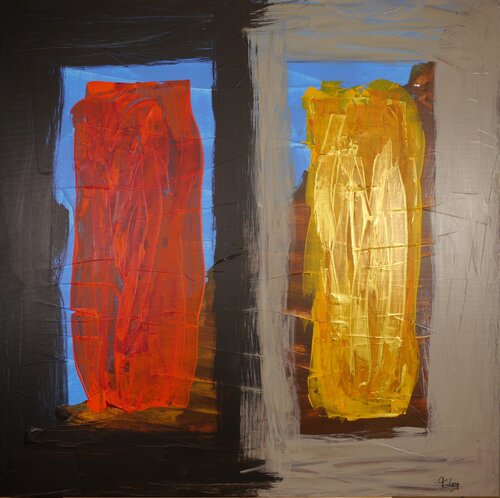 Inter alia: SchwarzRotGold V (AK 0075) van Esberg, Schilderij te koop op Singulart