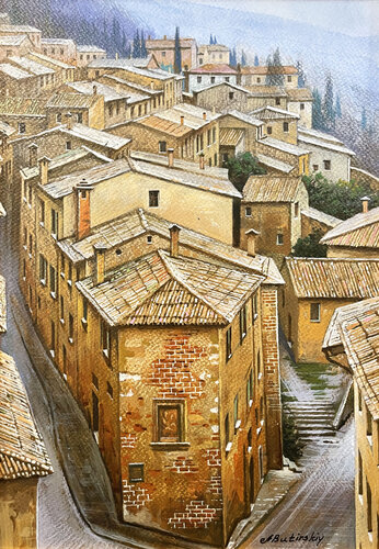 SLIDING DOWN A CUL-DE-SAC di Alexei Butyrskiy, Pittura in vendita su Singulart