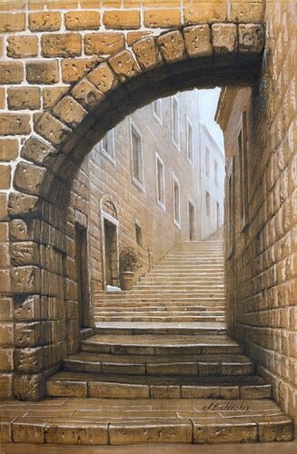 STONE WALLS OF TIME di Alexei Butyrskiy, Pittura in vendita su Singulart