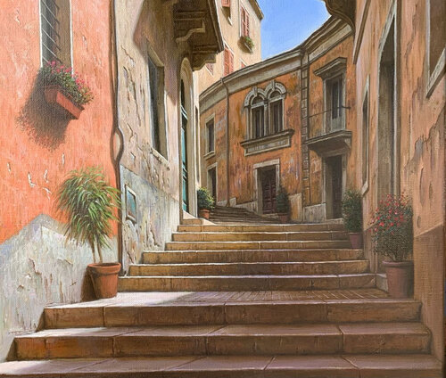 STEPS OF ASSISI van Alexei Butyrskiy, Schilderij te koop op Singulart
