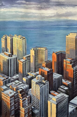 CHICAGO SKY di Alexei Butyrskiy, Pittura in vendita su Singulart