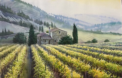 GOLDEN WINEYARDS di Alexei Butyrskiy, Pittura in vendita su Singulart