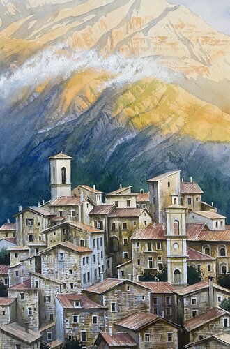 THE VILLAGE BENEATH THE CLOUDS di Alexei Butyrskiy, Pittura in vendita su Singulart