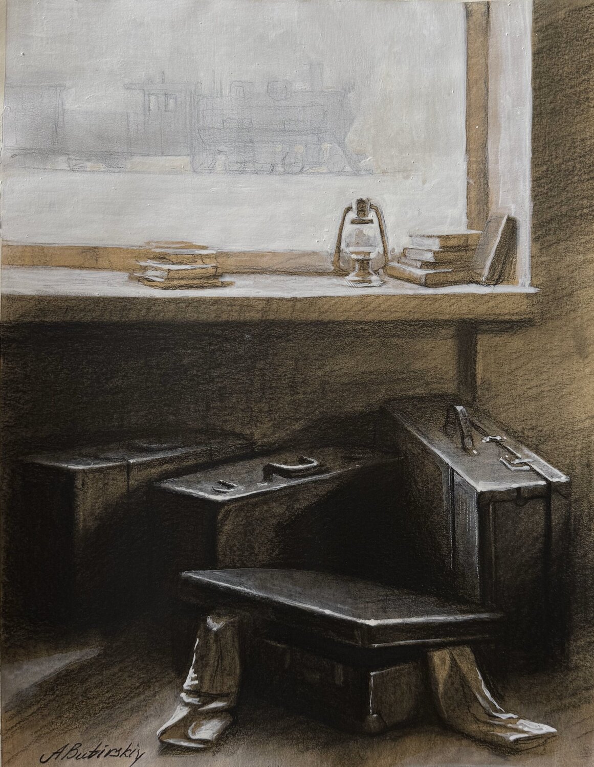 SHADOWS OF DEPARTURE Alexei Butyrskiy Originalgemälde zu verkaufen