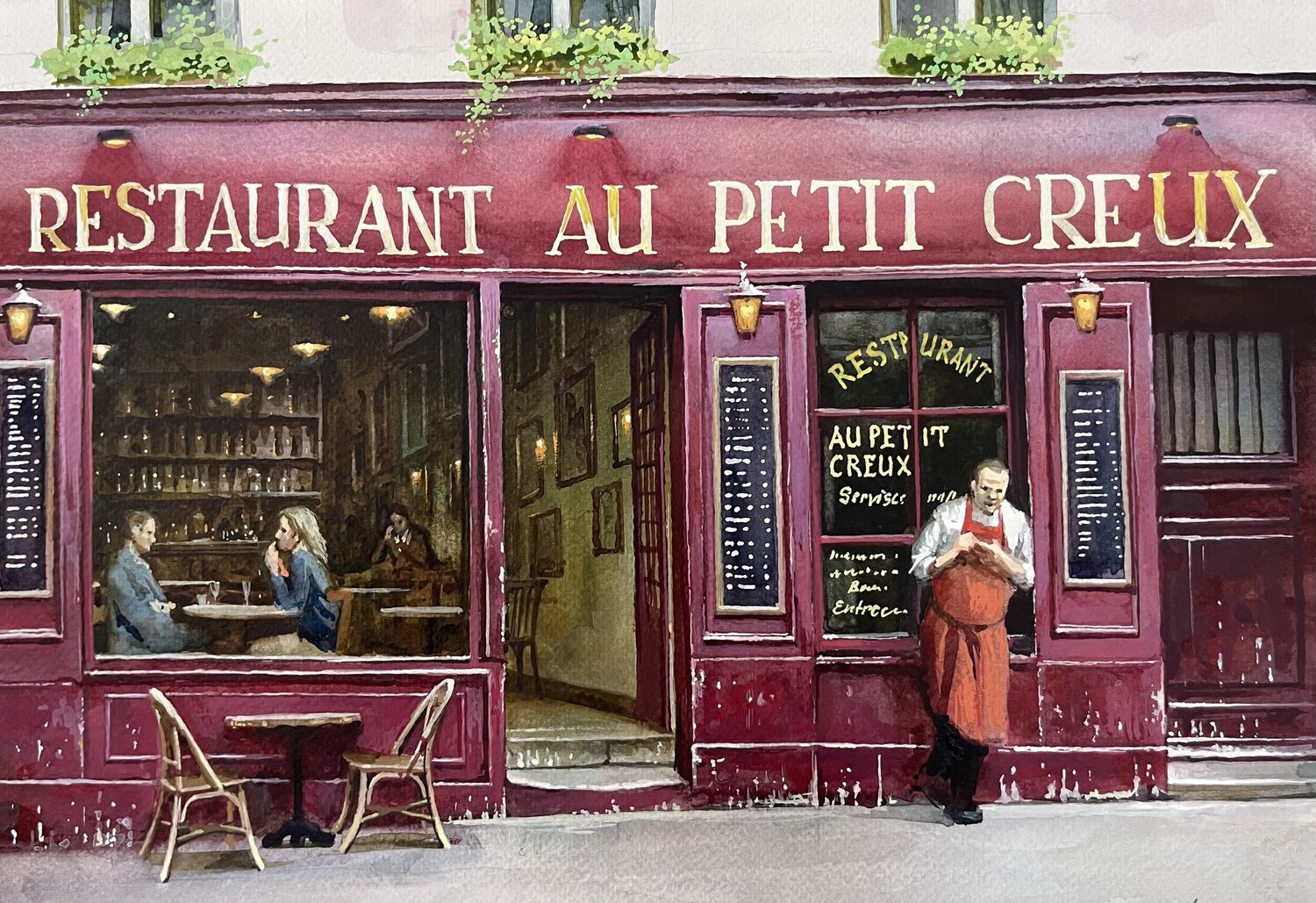 RESTOURANT AU PETIT CREUX 2024 Alexei Butyrskiy Originalgemälde zu verkaufen