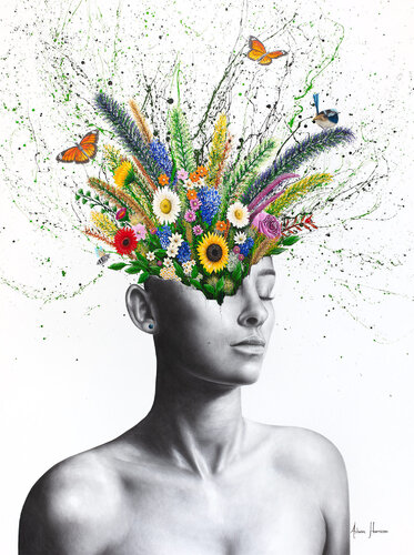 The Garden Girl (Hand Embellished Giclée) van Ashvin Harrison, Afdruk te koop op Singulart