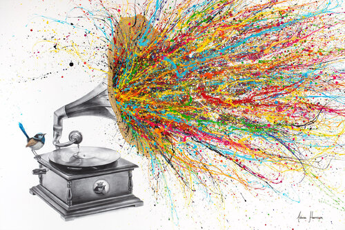 Royal Wren Rhythms (Hand Embellished Giclée) van Ashvin Harrison, Afdruk te koop op Singulart