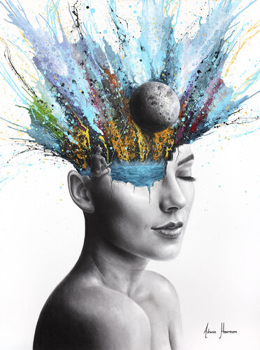 The Moon For You (Hand Embellished Giclée) van Ashvin Harrison, Afdruk te koop op Singulart