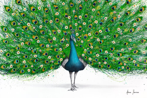 Poetic Peacock (Hand Embellished Giclée) van Ashvin Harrison, Afdruk te koop op Singulart