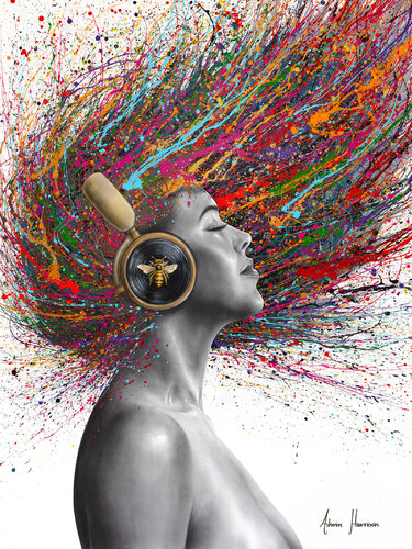 Golden Bee Frequency (Original Hand Painting) van Ashvin Harrison, Schilderij te koop op Singulart