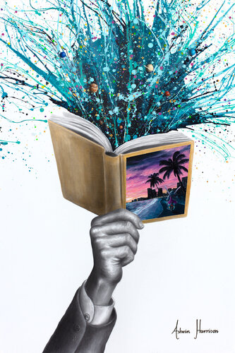 Miami in the Book of time (Original Hand Painting) van Ashvin Harrison, Schilderij te koop op Singulart