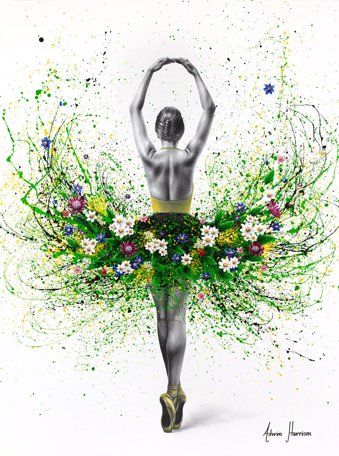 Flower Garden Dancer (Hand Embellished Giclée) Ashvin Harrison Druck zu verkaufen