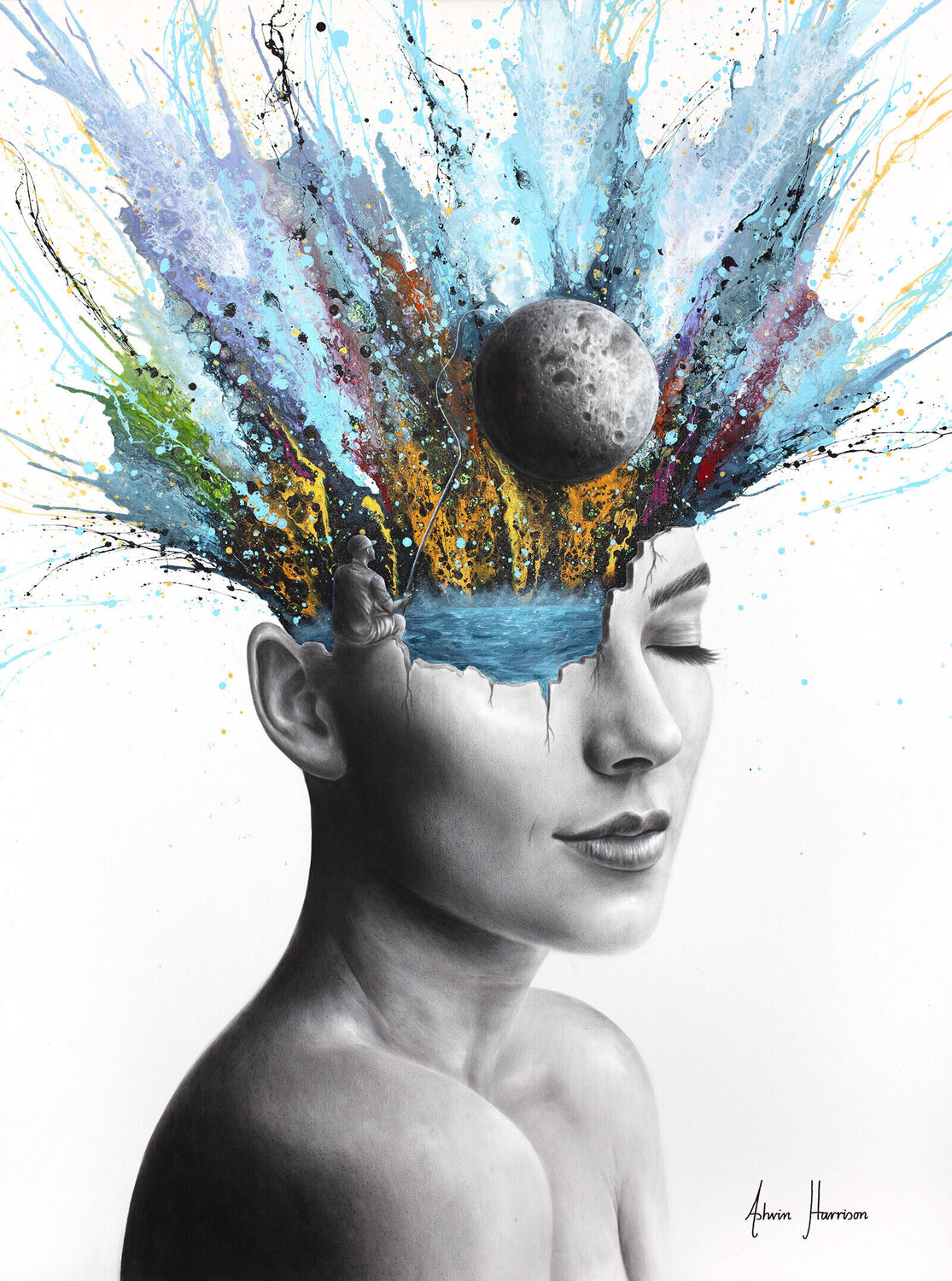 The Moon For You (Hand Embellished Giclée) Ashvin Harrison Druck zu verkaufen
