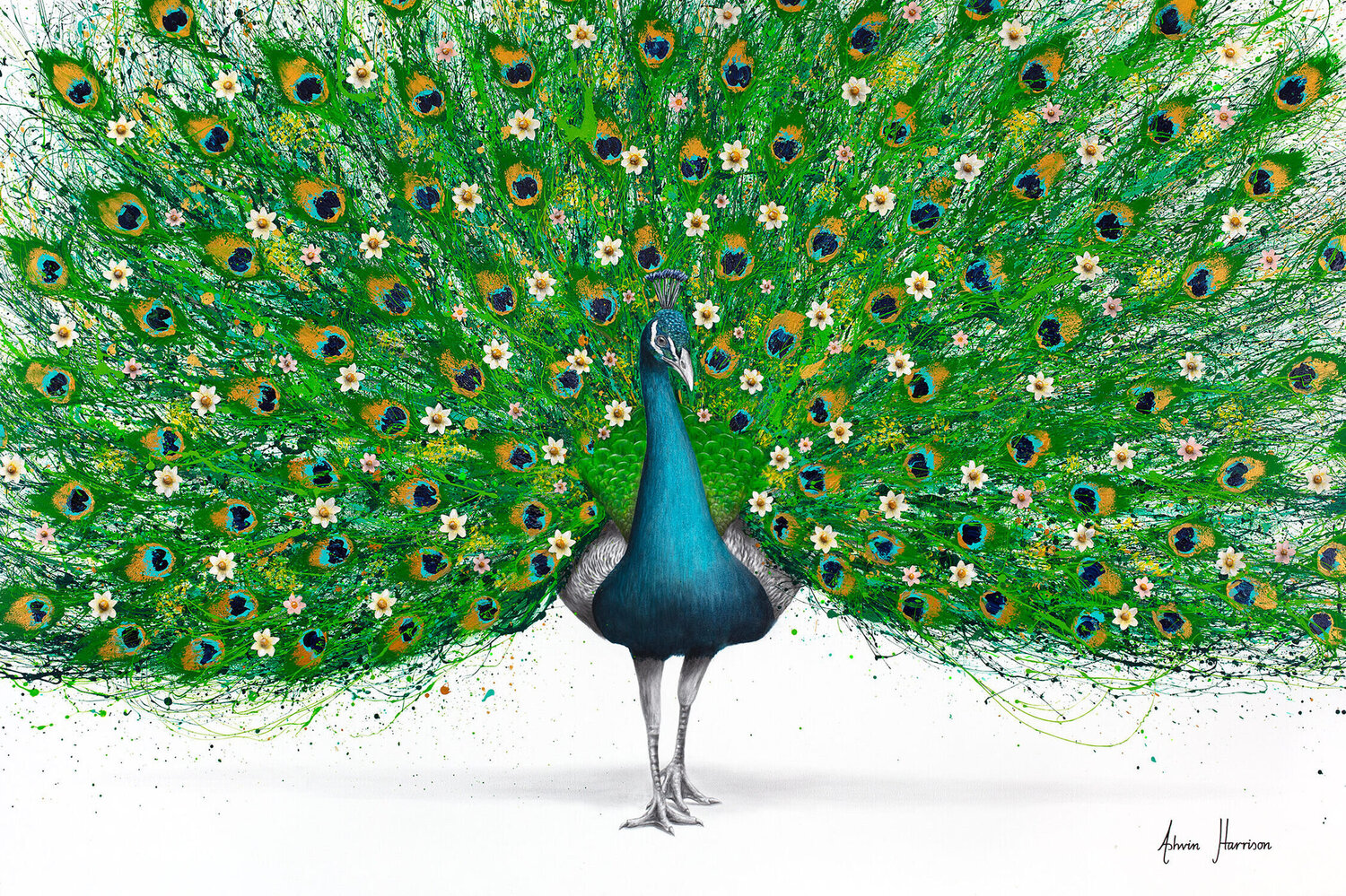 Poetic Peacock (Hand Embellished Giclée) Ashvin Harrison