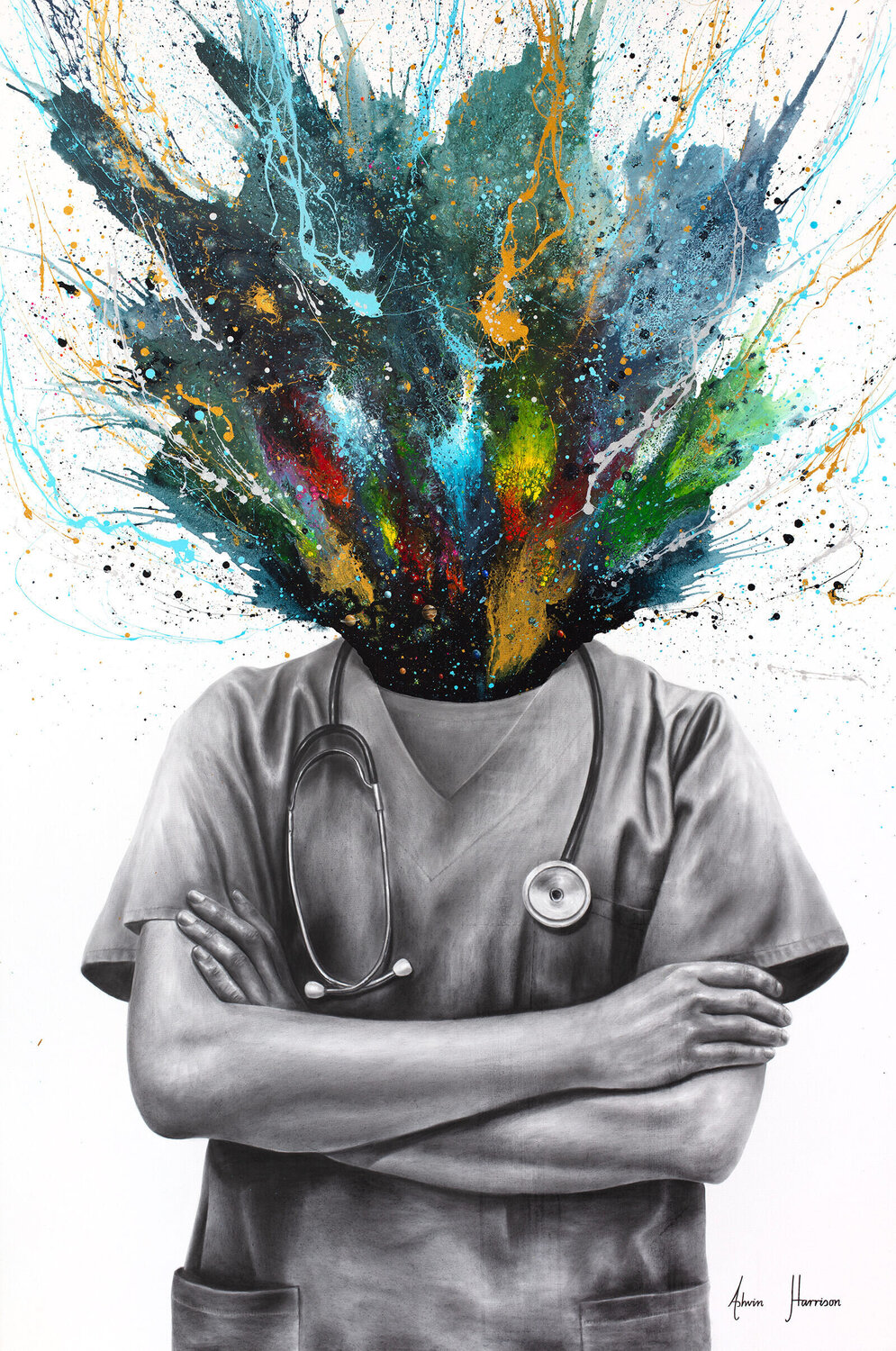Medical Monday (Hand Embellished Giclée) Ashvin Harrison Druck zu verkaufen