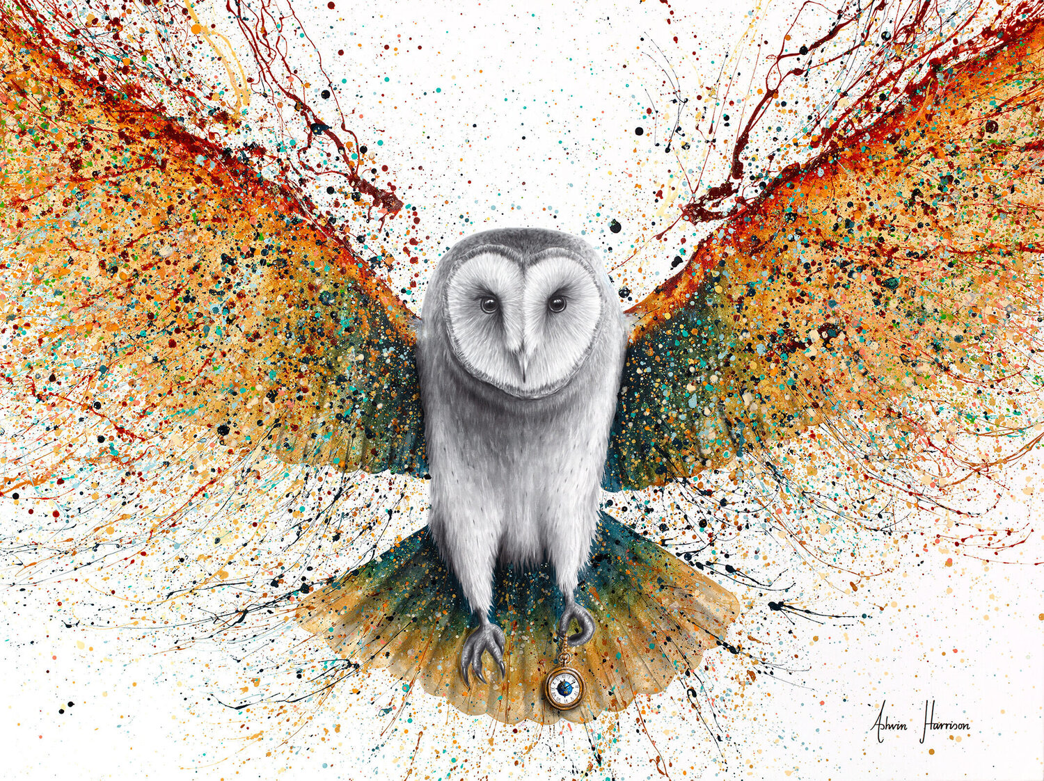 The Night Watch Owl (Original Hand Painting) Ashvin Harrison Originalgemälde zu verkaufen