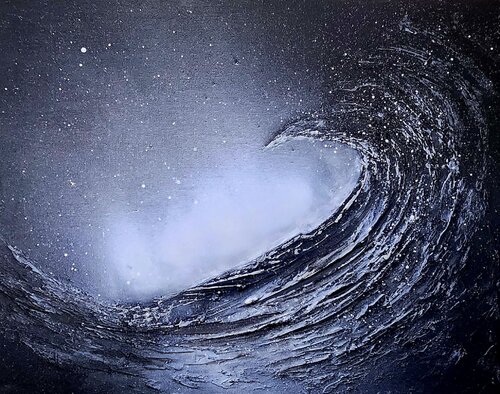 Abstract GALAXY. Black and White painting di Elena Gozunova, Pittura in vendita su Singulart