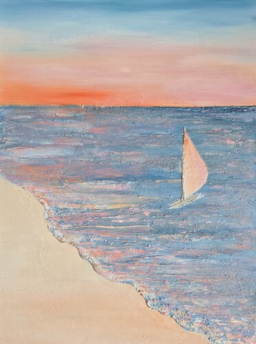 SUNSET ON BALTIC SEA di Elena Gozunova, Pittura in vendita su Singulart