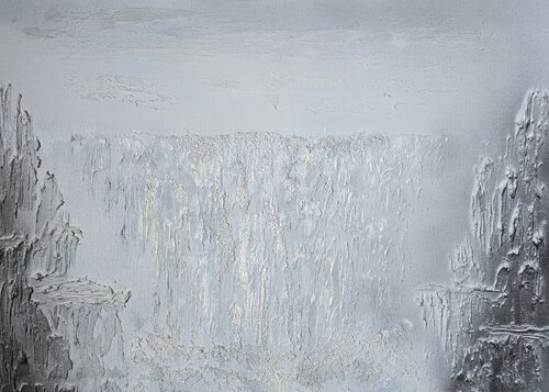 White winterfall | Textured painting di Elena Gozunova, Pittura in vendita su Singulart