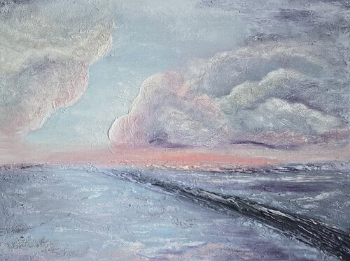 Lilac Clouds Over Sea von Elena Gozunova, Malerei kaufen auf Singulart