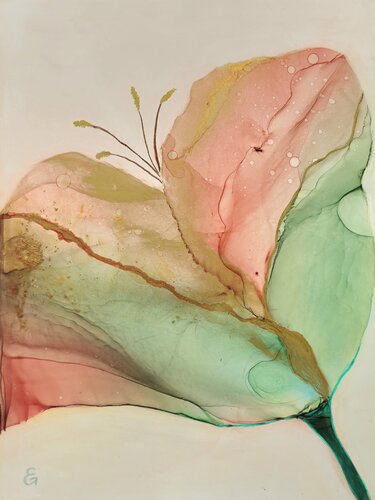 LILY. Abstract Floral Bloom. Contemporary Botanical Art van Elena Gozunova, Werk op papier te koop op Singulart