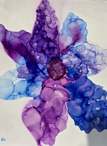 Amethyst flower - Contemporary Botanical Art par Elena Gozunova, Œuvre sur papier en vente sur Singulart