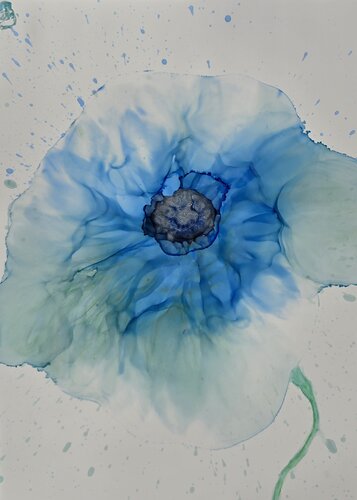 Bloom in the Gaze #15 (Azure Emergence) de Elena Gozunova, Obra en papel a la venta en Singulart