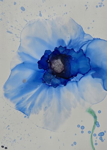 Bloom in the Gaze #16 (Blue Anemone) di Elena Gozunova, Opera su carta in vendita su Singulart