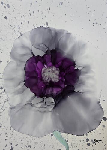 Bloom in the Gaze #7 - Midnight Violet di Elena Gozunova, Opera su carta in vendita su Singulart